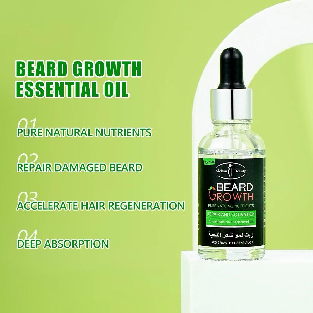 Aichun Beauty Black Beard Grow Oil Set Promotes Growth & Repair Damaged Beard Clean Moisturizing Beard Care Kit for Men