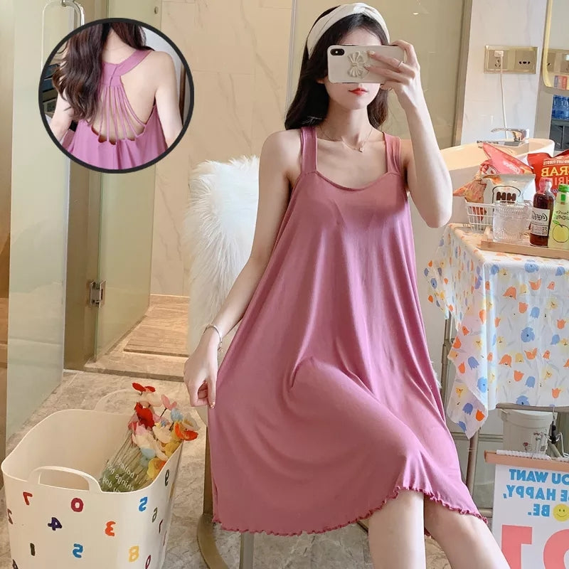Women's Nighty Sling Loose Fit Soft Padded Sleepwear - A1022