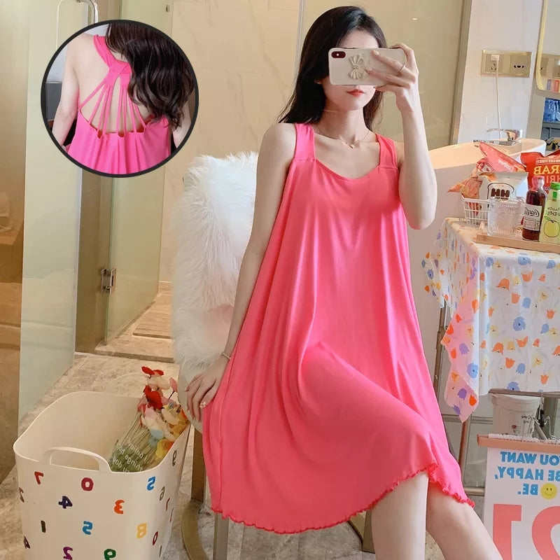Women's Nighty Sling Loose Fit Soft Padded Sleepwear - A1022