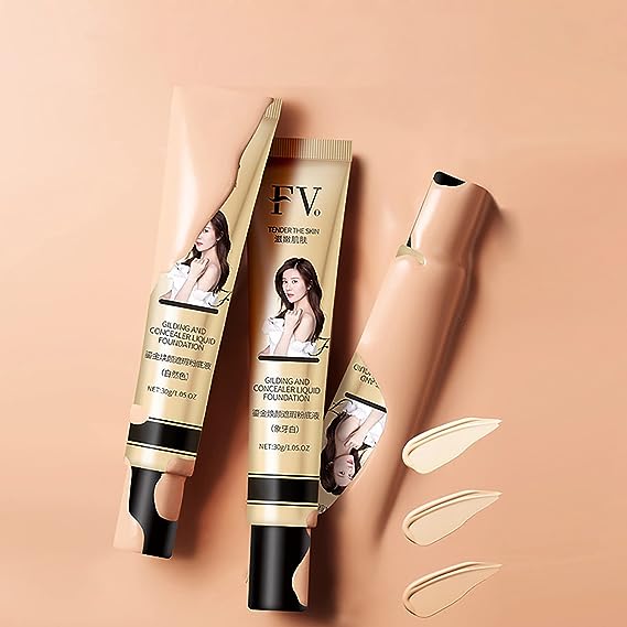 FVO Liquid Foundation Glowing Concealer Cream. Waterproof And Sweatproof. Hydrate and Brighten. Radiant & Healthy Looking Skin. Skin Perfecting (Hydrate and brighten skin)
