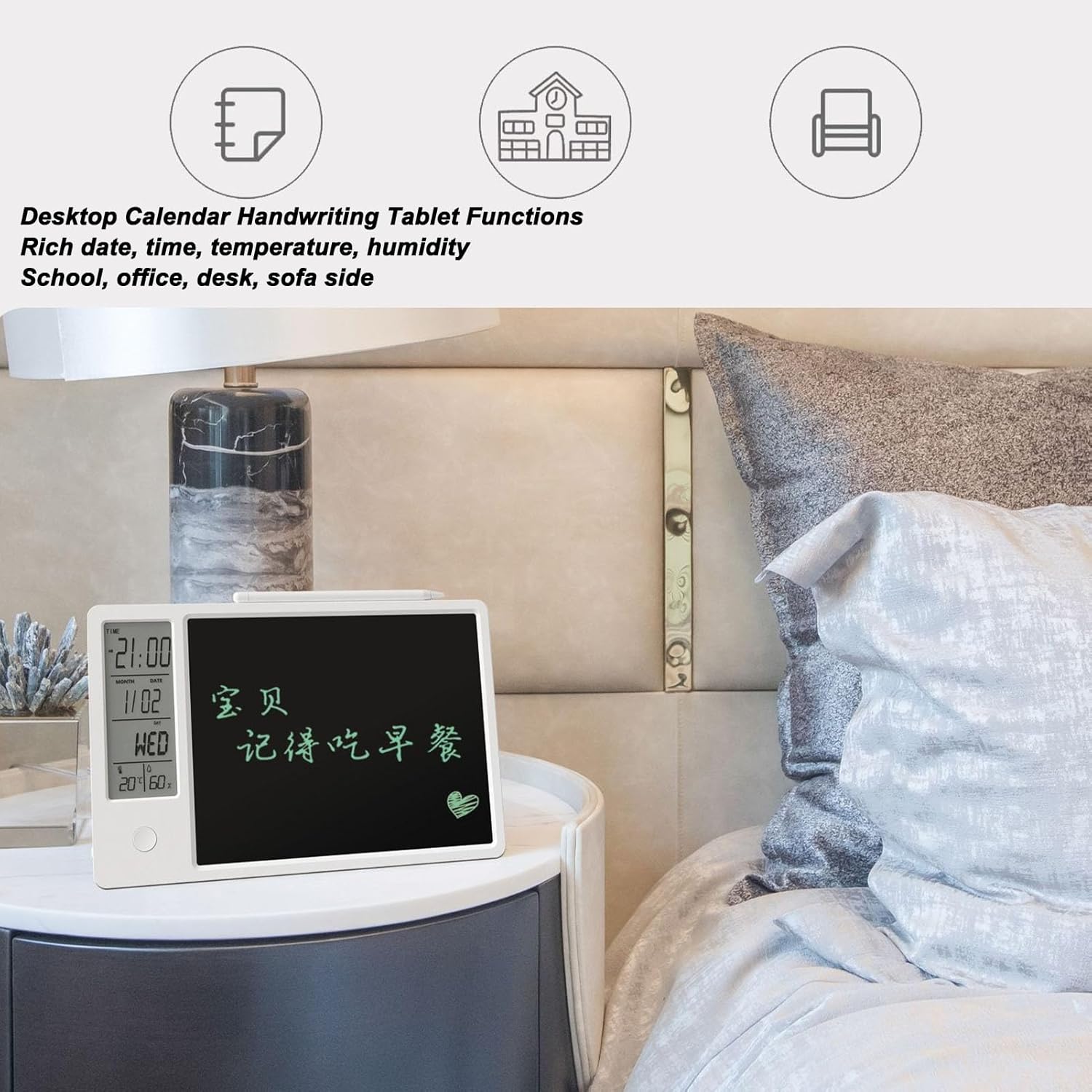 Multi Functional Electronic Calendar with Time Day Temperature Humidity Display ZH-10