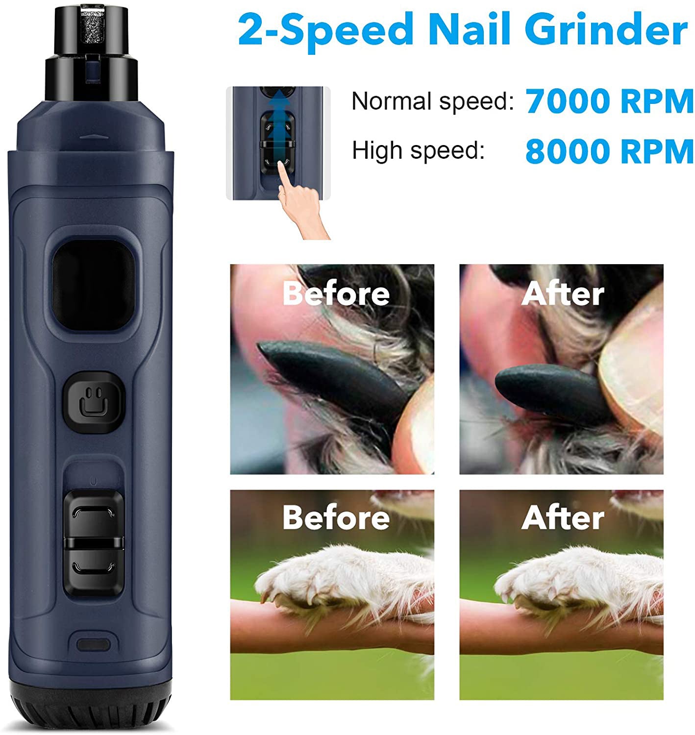 SmartpawLite Pet Nail Grinder Trimmer LED Model New Version