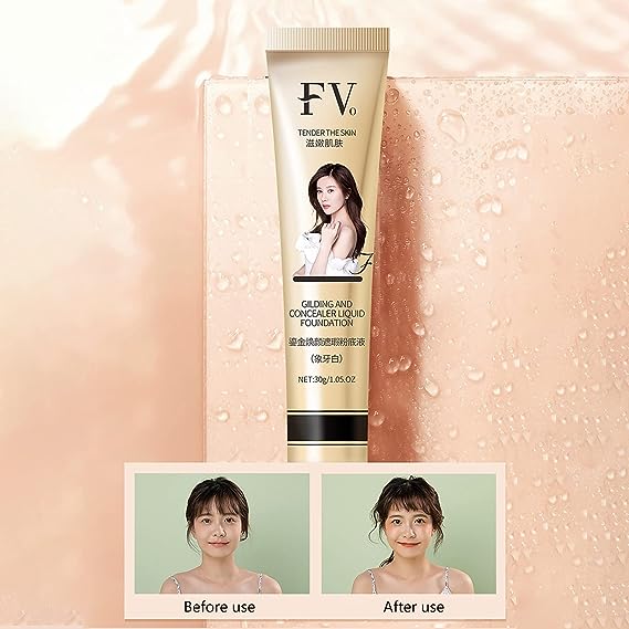 FVO Liquid Foundation Glowing Concealer Cream. Waterproof And Sweatproof. Hydrate and Brighten. Radiant & Healthy Looking Skin. Skin Perfecting (Hydrate and brighten skin)