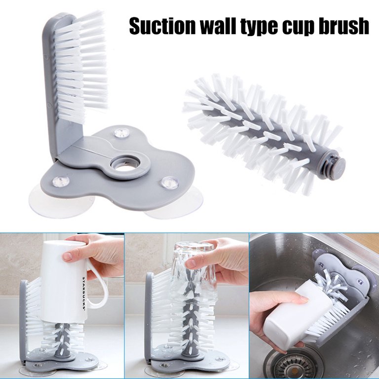 Water Bottle Cleaning Brush Glass Cup Washer with Suction Base