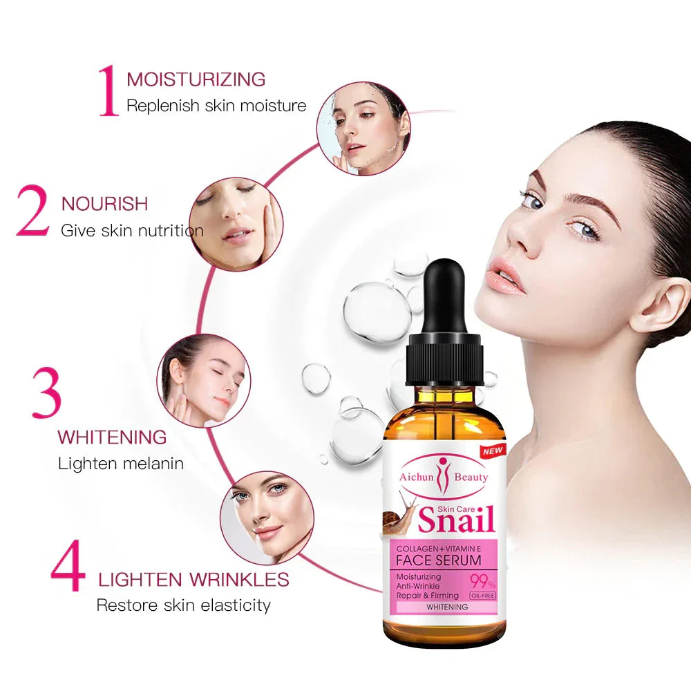 Aichun Beauty Snail Face Serum 30ml : Collagen + Vitamin E Face Serum