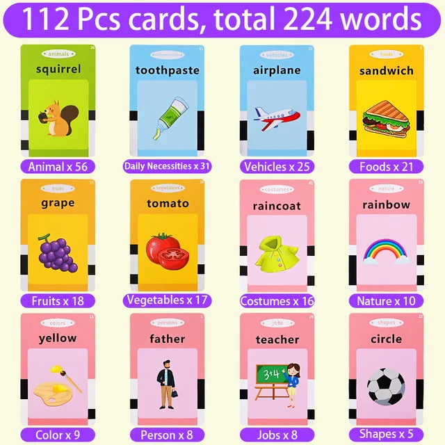 GYB Early Education English Arabic Flash Cards Learning Machine with Sound for Kids