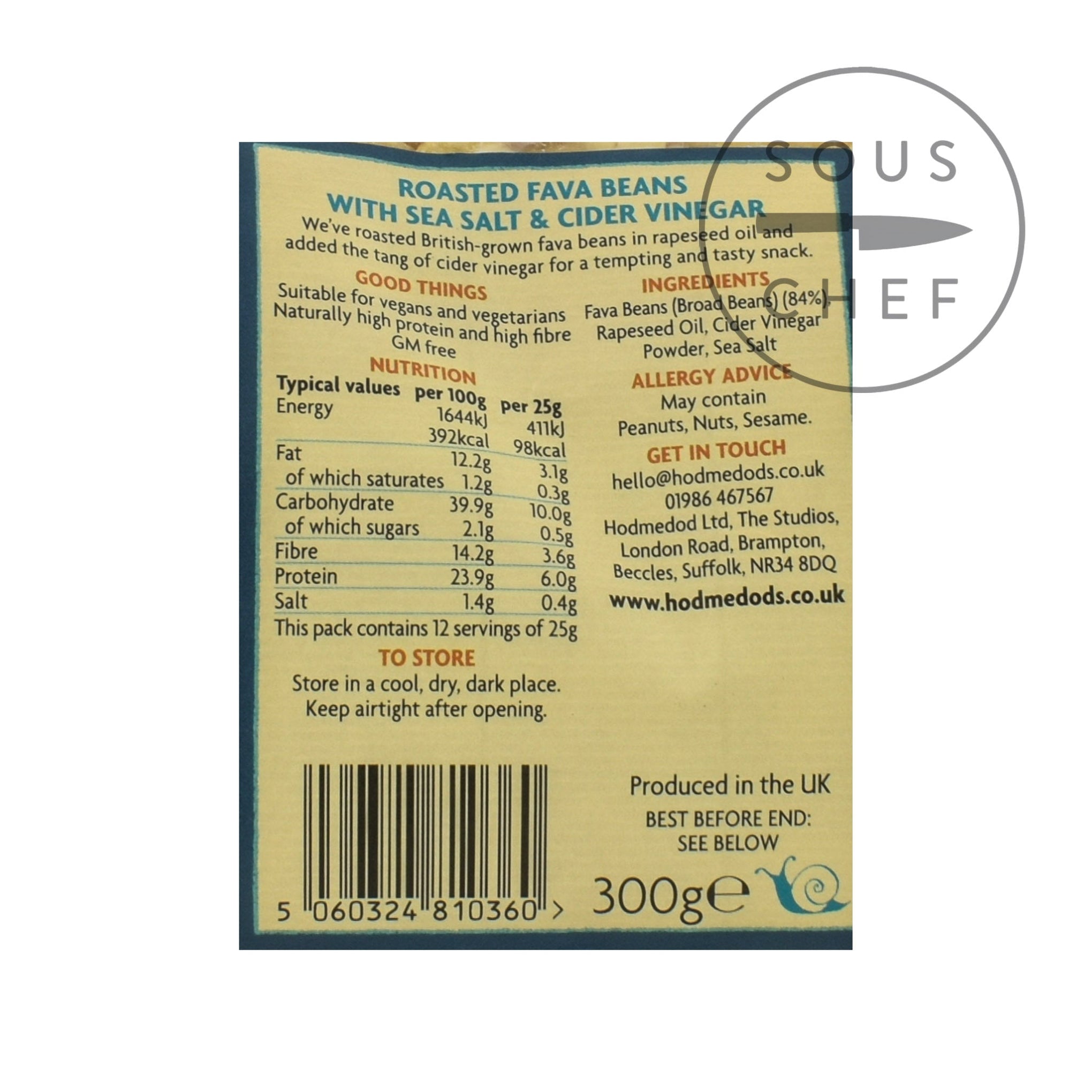 Hodmedod's Salt & Vinegar Roasted Fava Beans. 300g