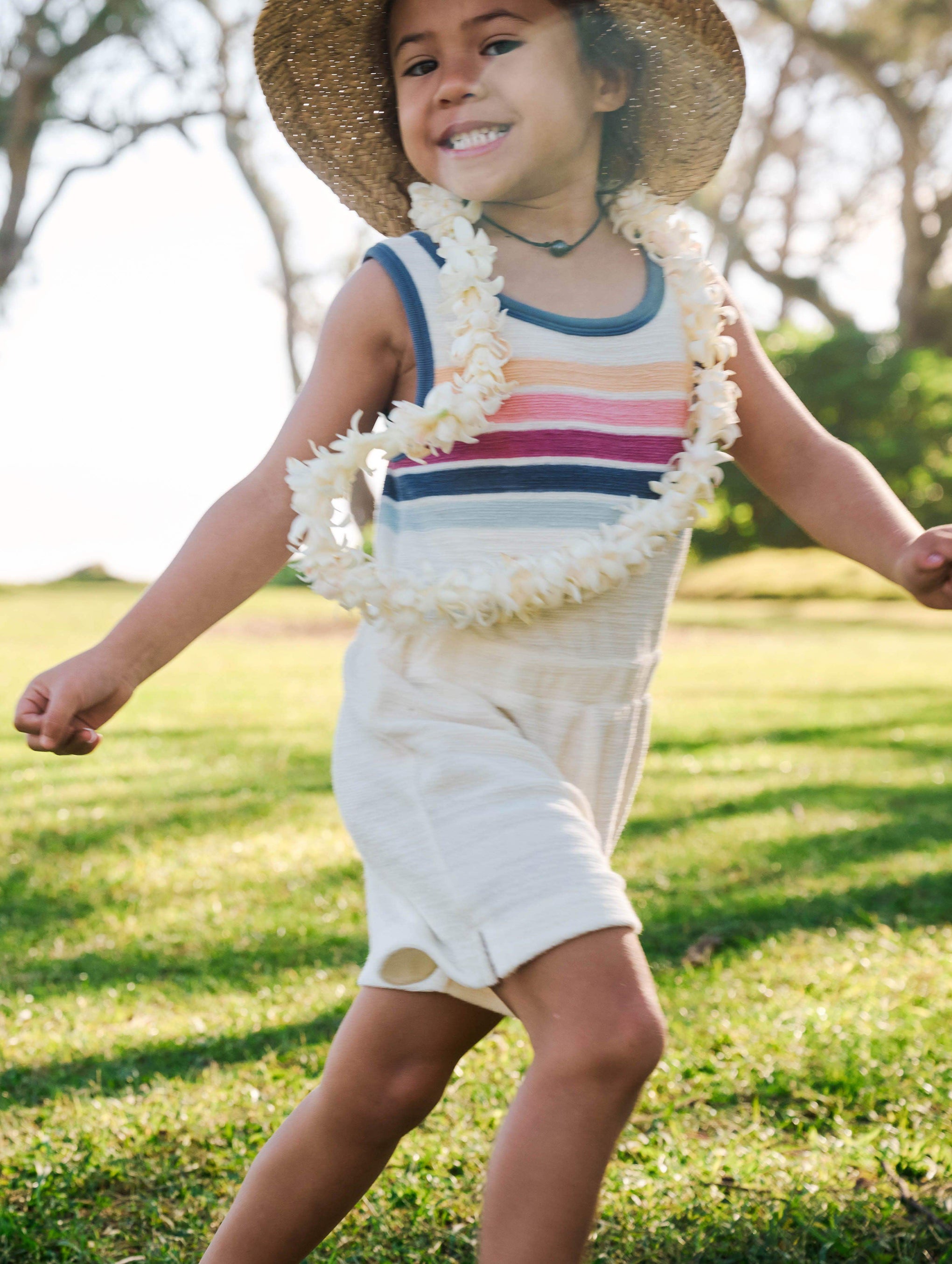 Kids Cabana Towel Terry Romper - Seacoast Skyline Stripe
