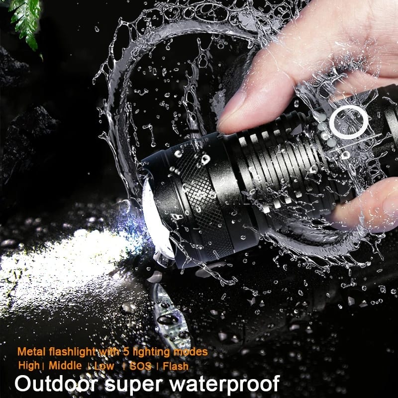 USB Rechargeable XHP50 LED Flashlight 18650 Zoom Aluminum Alloy Torch - FL673