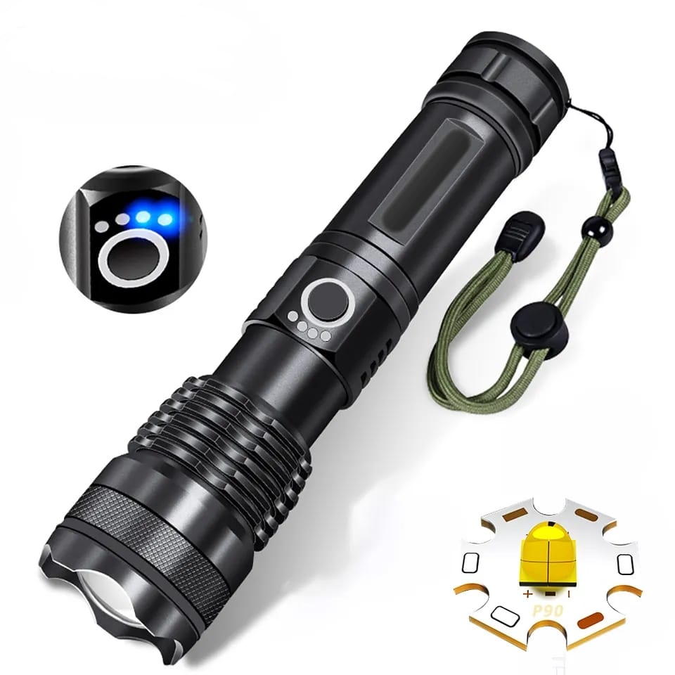 USB Rechargeable XHP50 LED Flashlight 18650 Zoom Aluminum Alloy Torch - FL673