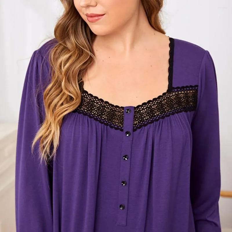 Women Long Sleeve Square Collar Sleepwear 2XL 7420503294