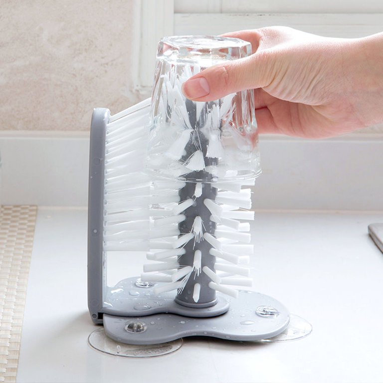 Water Bottle Cleaning Brush Glass Cup Washer with Suction Base