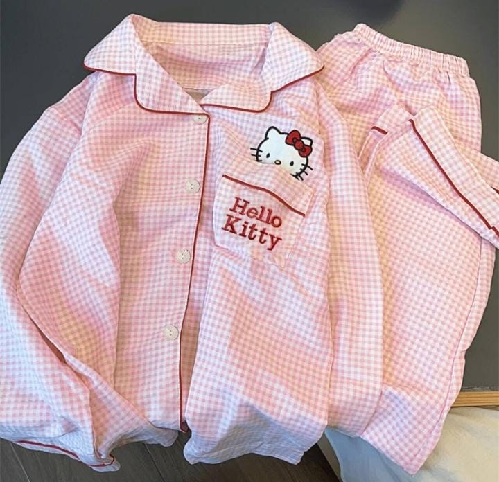 Pajamas Short Hello Kitty Cartoon Loose Sleepwear Sleepwear   591684